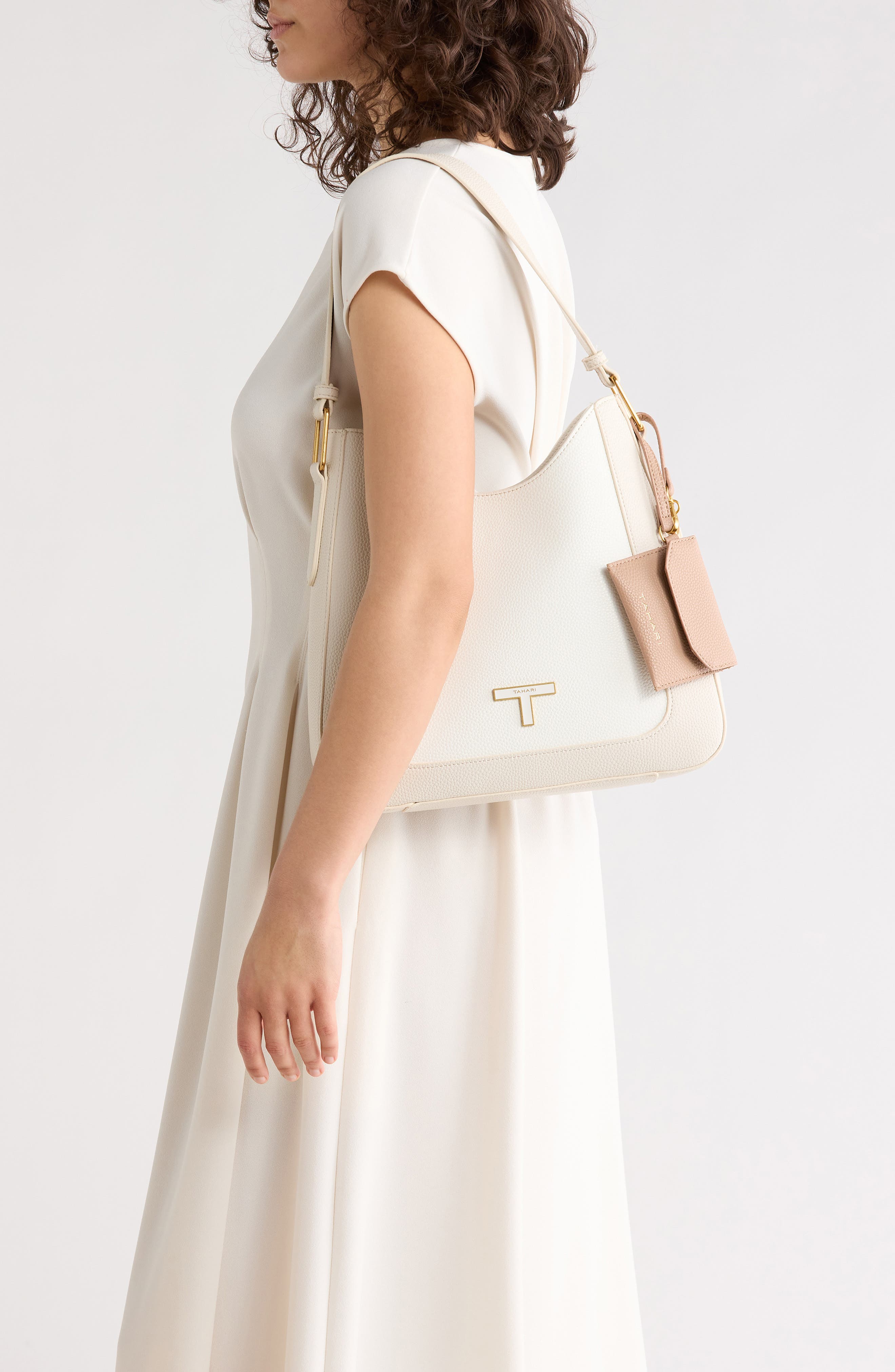 T Tahari Jody Shoulder Bag, Alternate, color, Eggshell Block