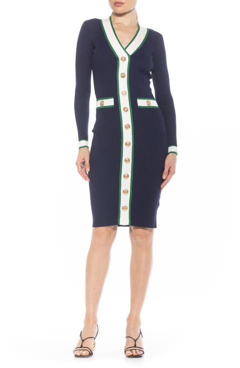 Janet Long Sleeve Ribbed Sweater Dress
