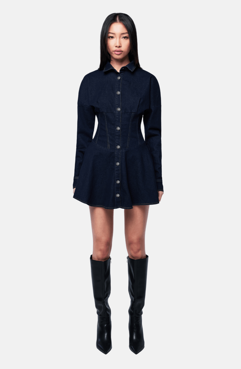 OW Collection ELLA Denim Dress, Alternate, color, Dark Wash