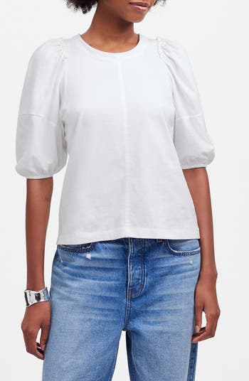 メイドウェル Madewell Puff Sleeve Tee レディース シャツ トップス White Madewell Puff Sleeve Sweatshirt T-Shirt | Nordstrom