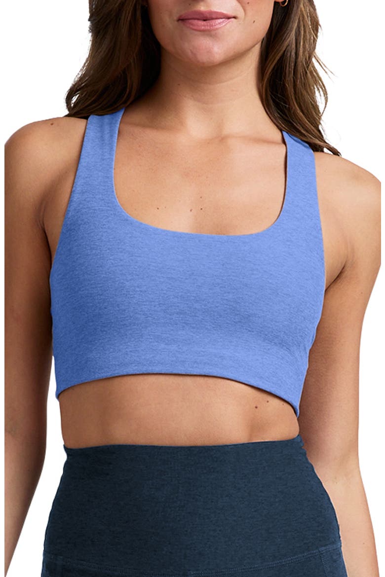 Space Dye Simplicity Racerback Sports Bra, Main, color, WILD FLOWER BLUE HEATHER