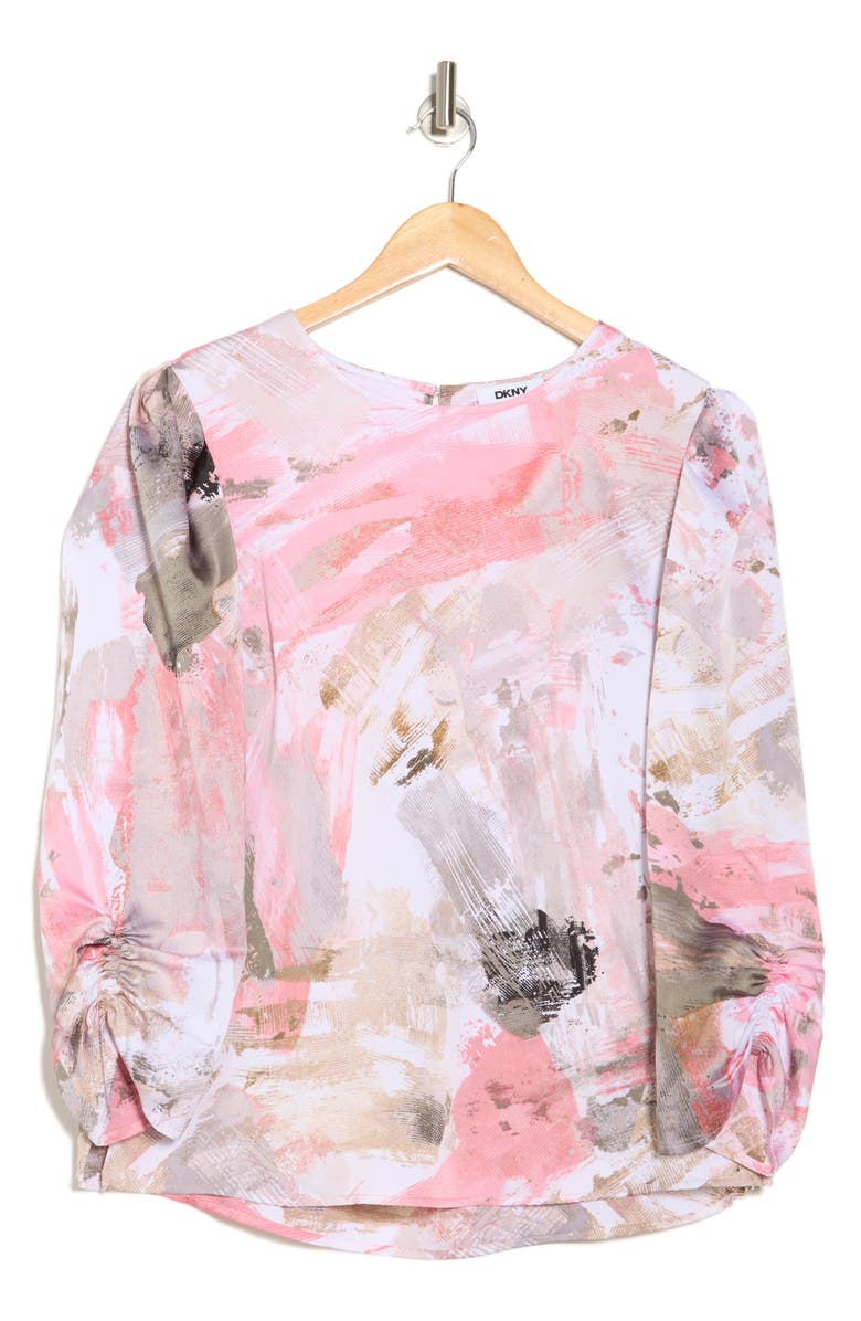DKNY Cinched Three-Quarter Sleeve Top, Alternate, color,