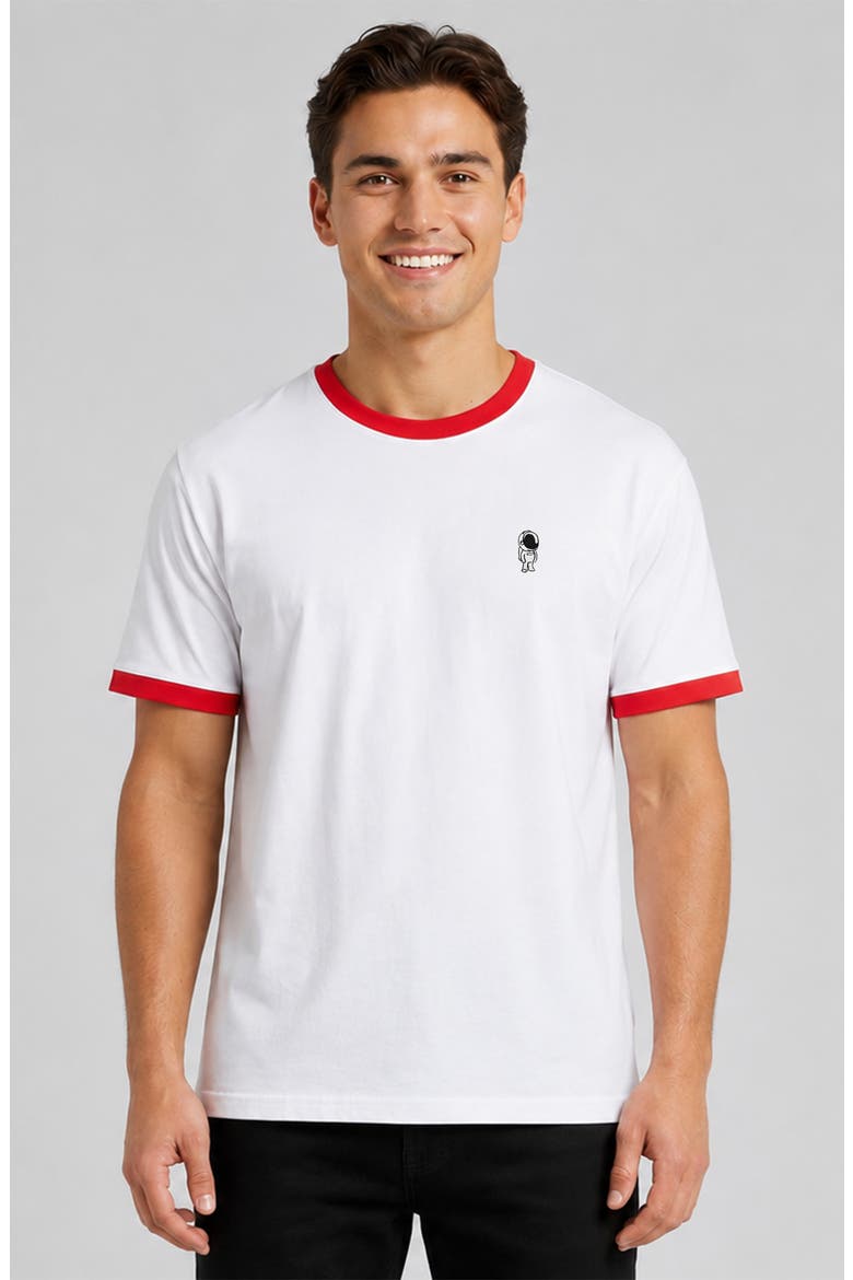 Mens Astronaut Jersey Ringer Tee, Alternate, color, White Red