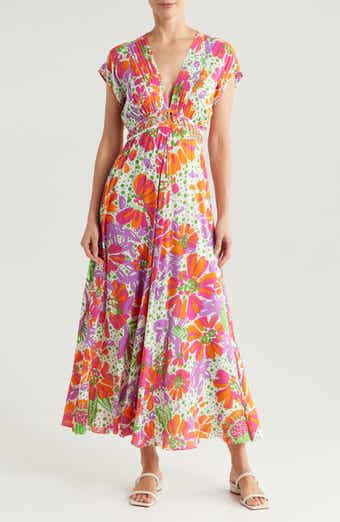 Poupette St Barth Cecile Floral Print Cover-Up Midi Dress