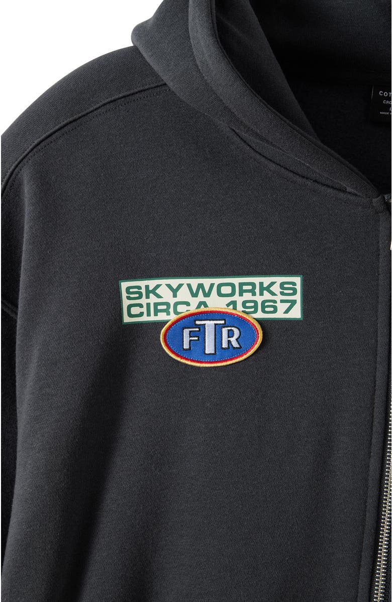 Cotton On Men's Cropped Zip Up Graphic Hoodie, Alternate, color, Washed Black  Skyworks