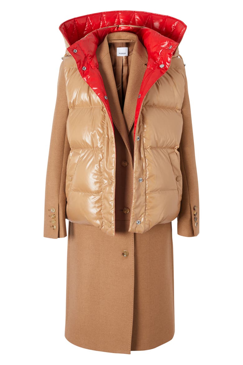 2-in-1 Camel Hair Coat with Reversible Puffer Vest, Alternate, color, BRONZE