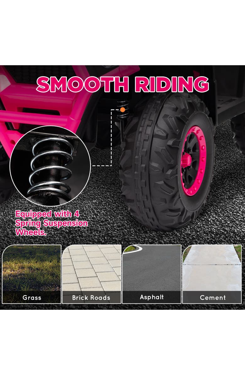 Qaba Kids Electric ATV, 12V, 4-Wheel, Spring Suspension, Storage, Lights, Music, Alternate, color, Pink