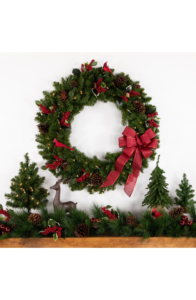 Northlight Pre-Lit Canadian Pine Artificial Christmas Wreath - 36" - Clear Lights, Alternate, color, 