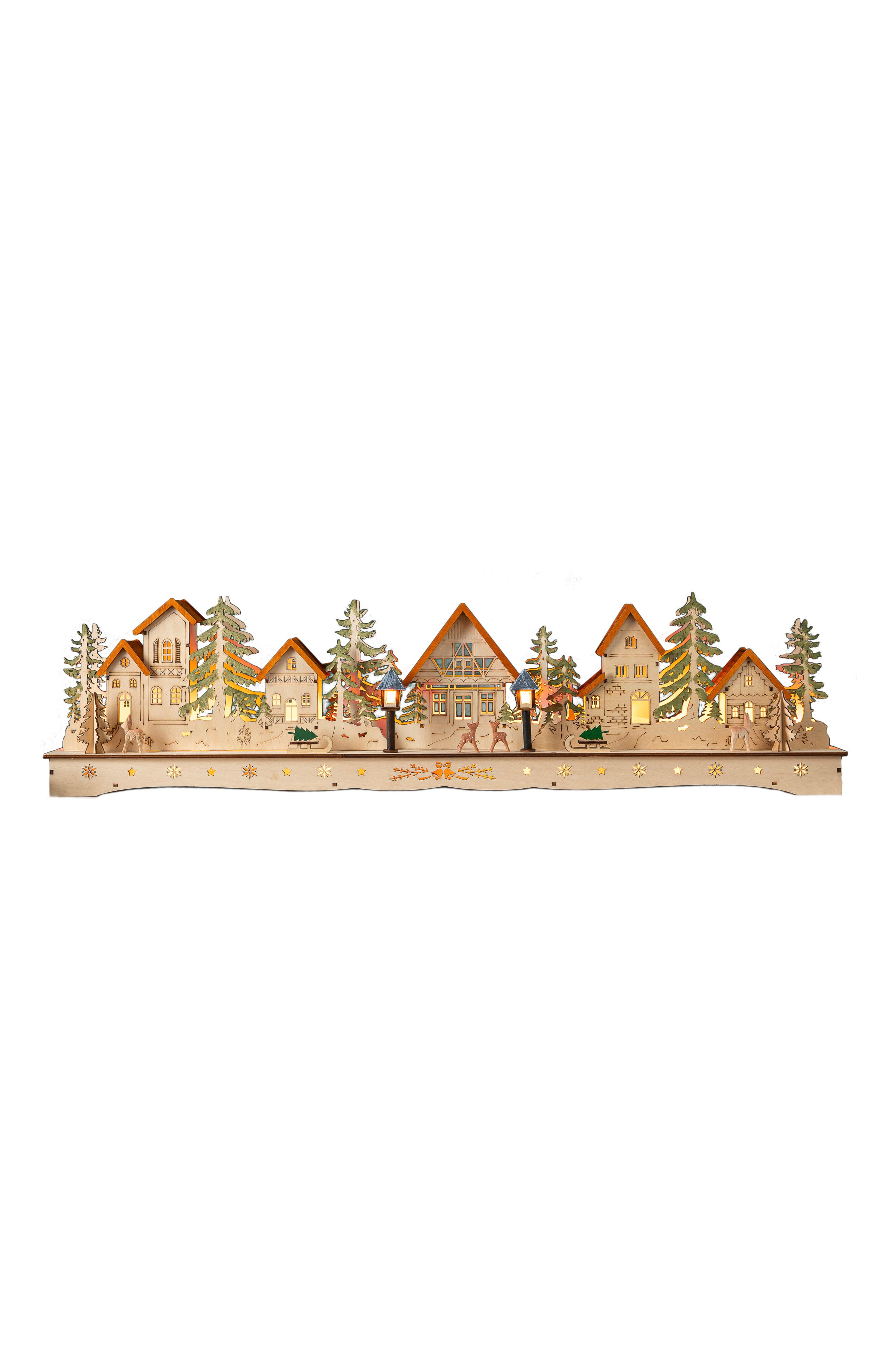 Balsam Hill Illuminated Mantel Christmas Village in Brown 