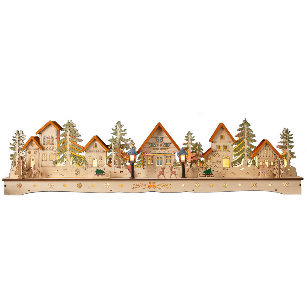 Balsam Hill Illuminated Mantel Christmas Village in Brown