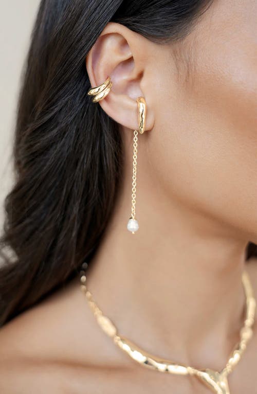 Ettika Lux Cultured Freshwater Pearl Linear Drop Earrings In 18k Gold Plated In Gold