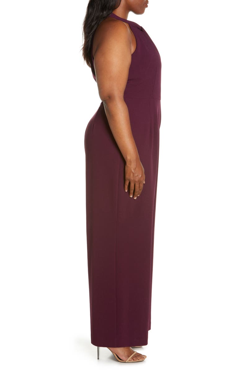 Julia Jordan Sleeveless Twisted Halter Wide Leg Jumpsuit, Alternate, color, Cabernet