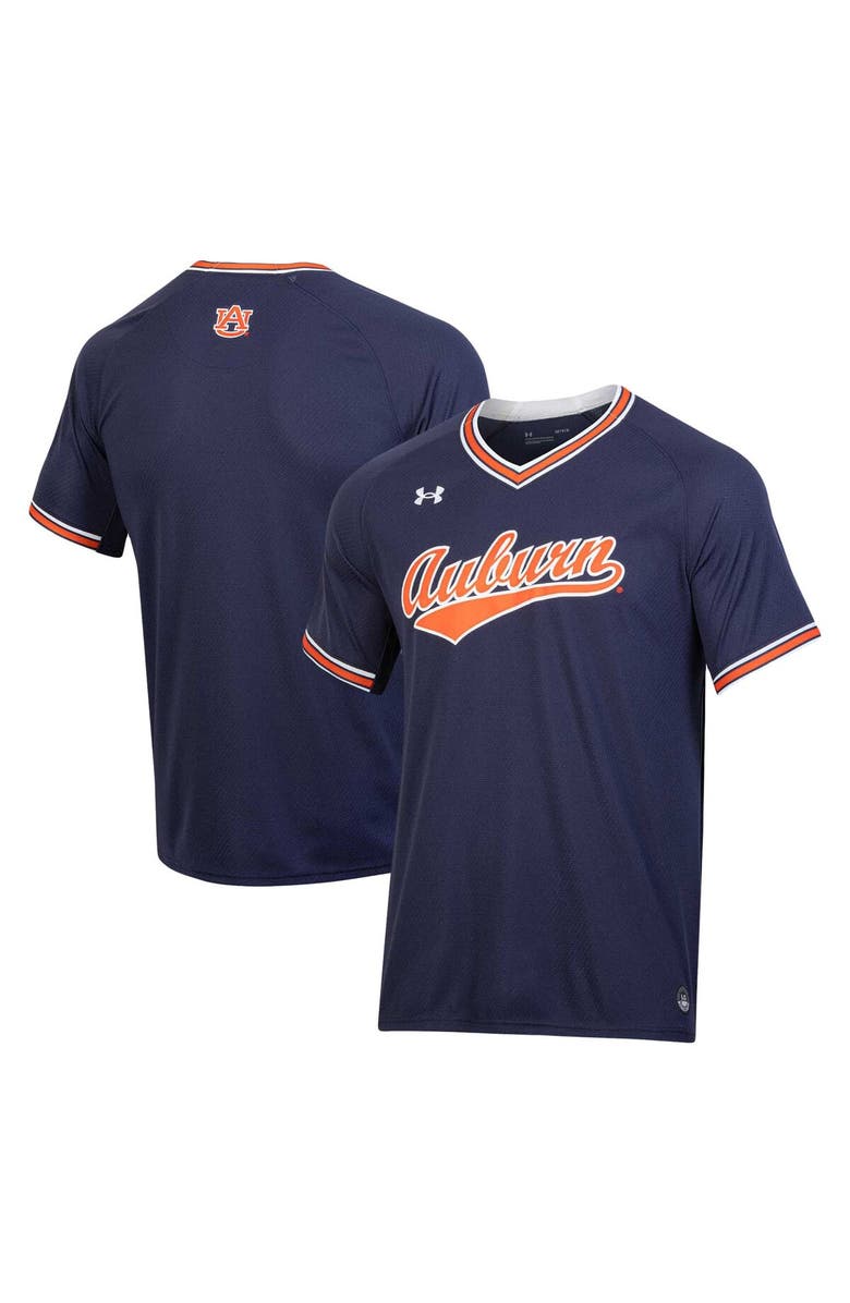 Under Armour Men's Under Armour Navy Auburn Tigers Softball V-Neck Jersey, Main, color, Navy