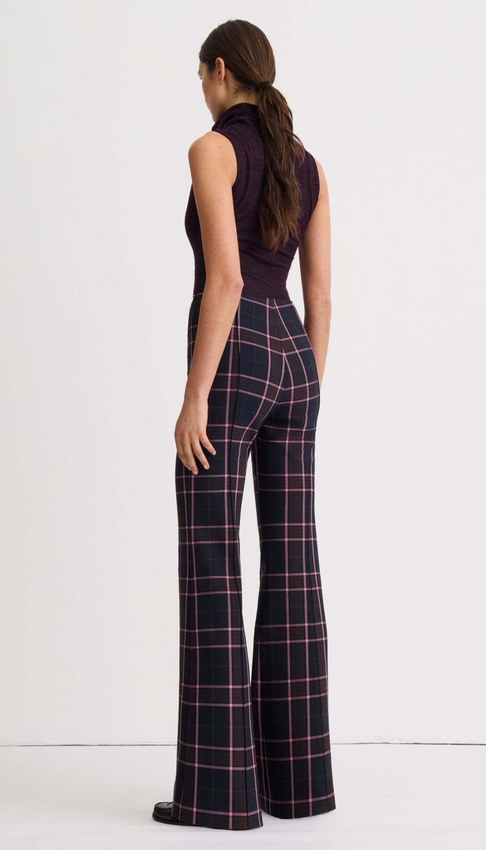 Smythe Plaid Pintuck Flare Pant (Women) | Nordstrom