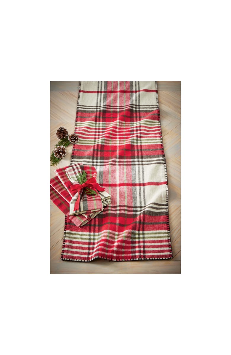 tag Sno Plaid Table Runner for Christmas - Multicolor Cotton, Alternate, color, Multicolored