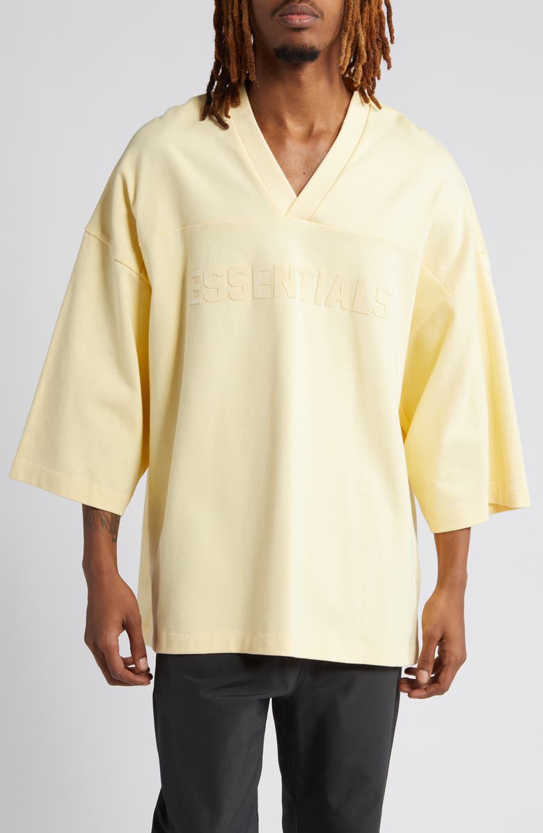 Fear of God Essentials Football Oversize V-Neck Graphic T-Shirt, Main, color, 