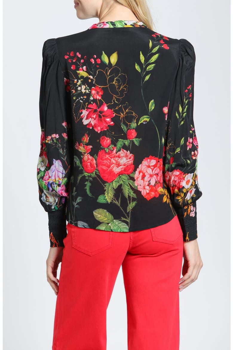 Floral Split Neck Top, Alternate, color, SCARLET MIDNIGHT