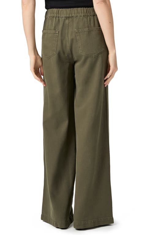 Paige Womens Vintage Dark Chartreuse Rumi Wide-leg Cotton Blend Trousers In Green