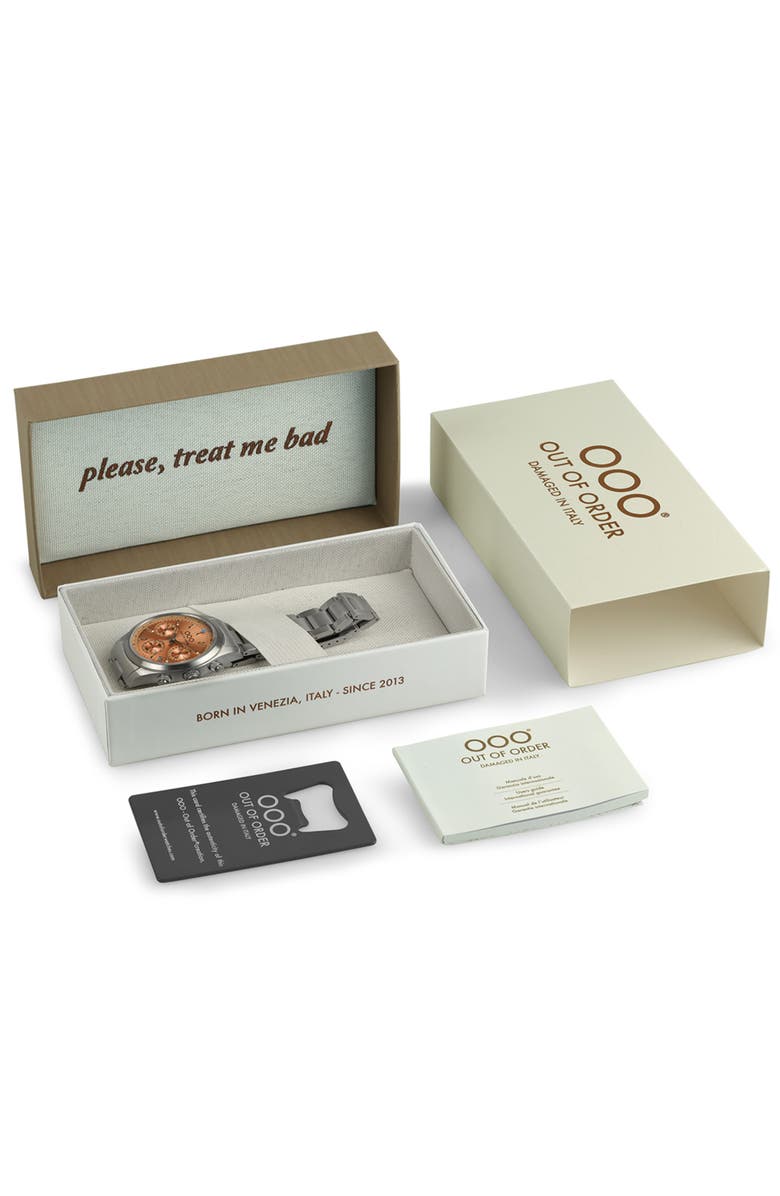 OUT OF ORDER Sporty Chronograph Bracelet Watch, 40mm, Alternate, color, Peach