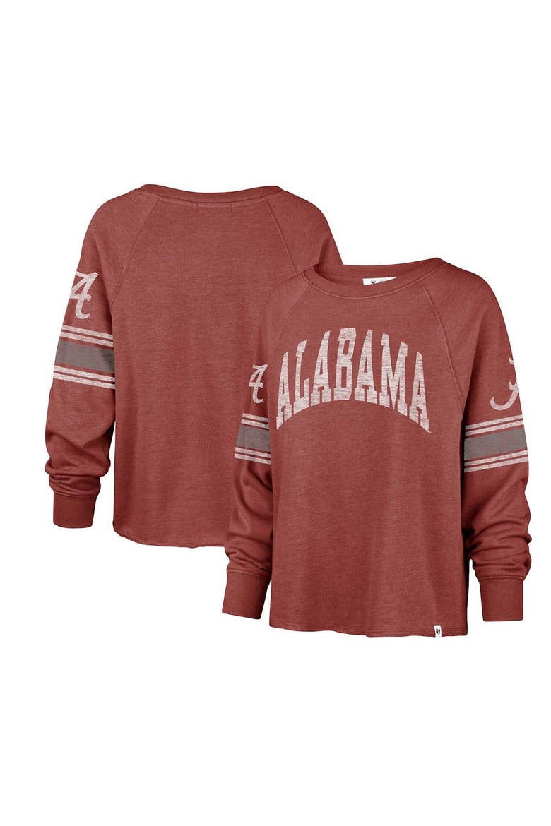 Women's '47 Crimson Alabama Crimson Tide Allie Modest Raglan Long Sleeve Cropped T-Shirt, Main, color, Crimson