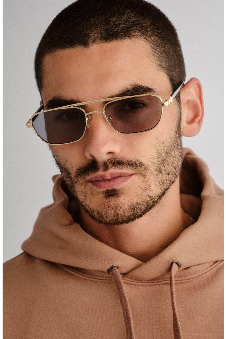 Le Mimi 57mm Aviator Sunglasses, Alternate, color, GOLD / SMOKE TINT
