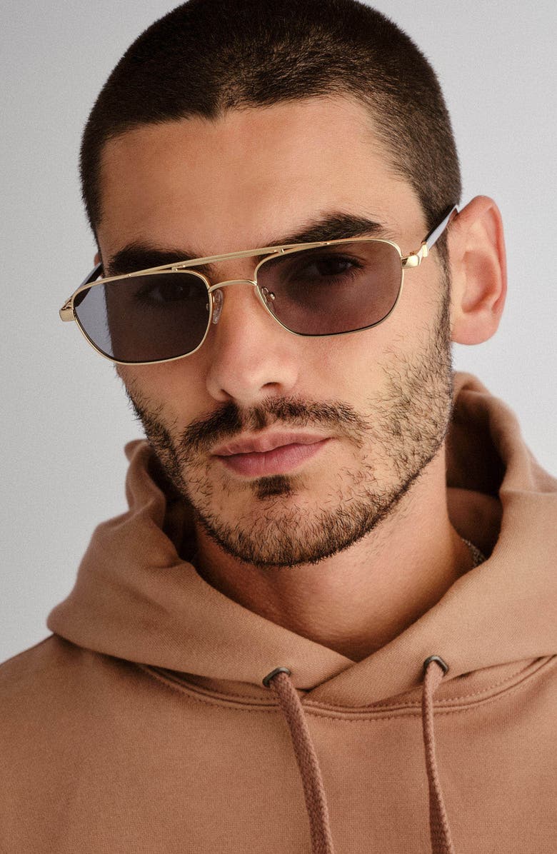 Le Specs Le Mimi 57mm Aviator Sunglasses, Alternate, color, Gold / Smoke Tint