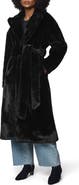 Splendid Lucia Tie Waist Faux Fur Coat