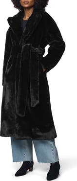 Splendid Lucia Tie Waist Faux Fur Coat