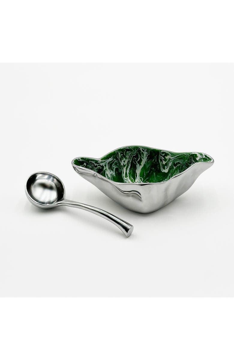 Lunares Verdura Sauce Boat W/ Ladle, Main, color, Green