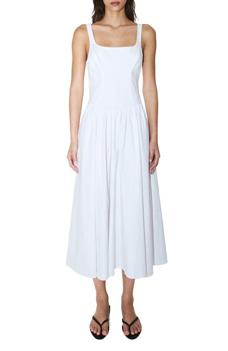 MANGO Featuring Hailey Bieber Cutout Back Detail Cotton Blend Dress, Main, color,