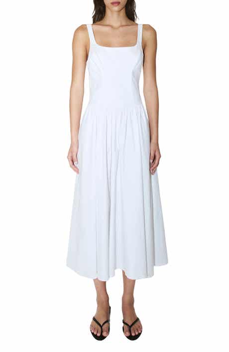 Cutout Back Detail Cotton Blend Dress