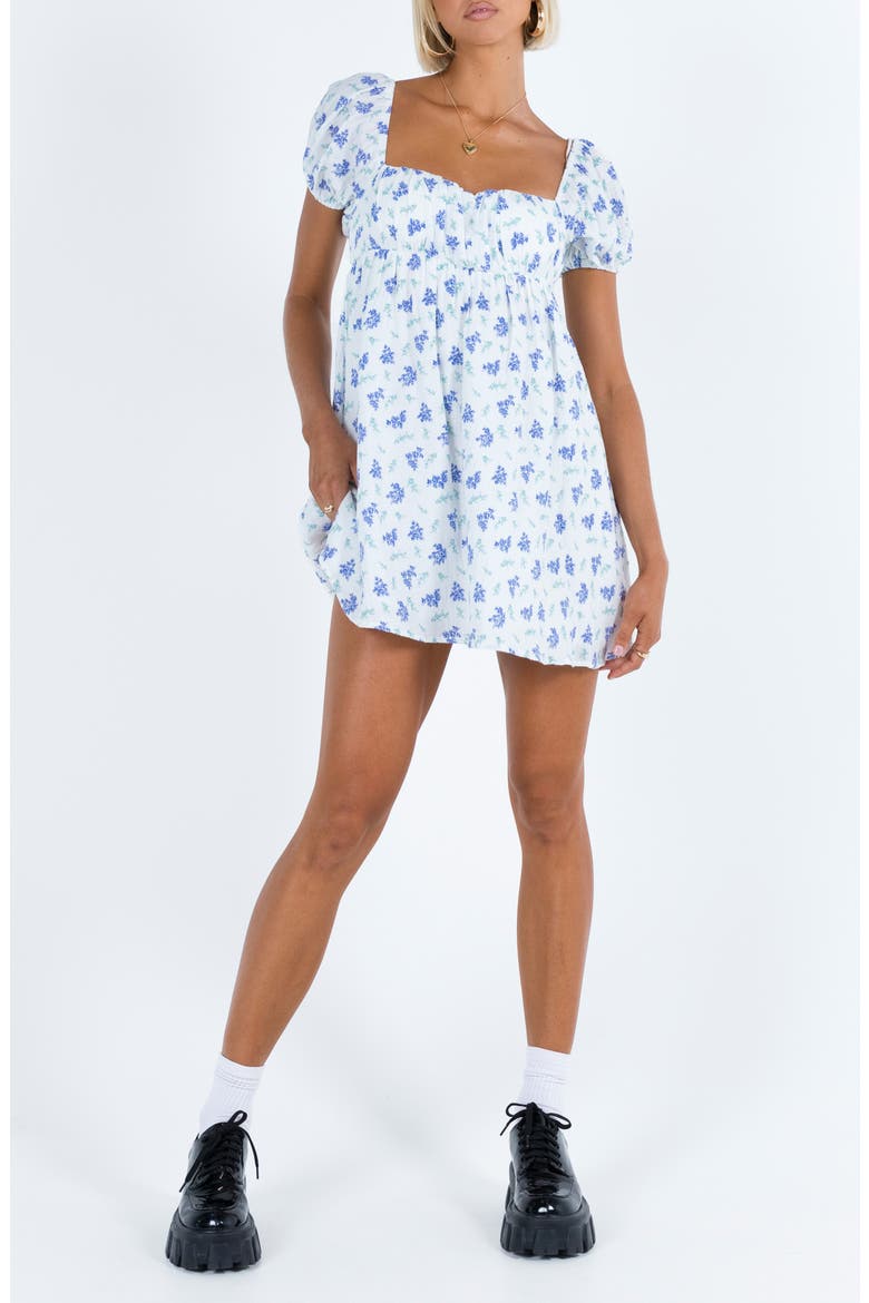 Let's Dance Floral Minidress, Main, color, BLUE