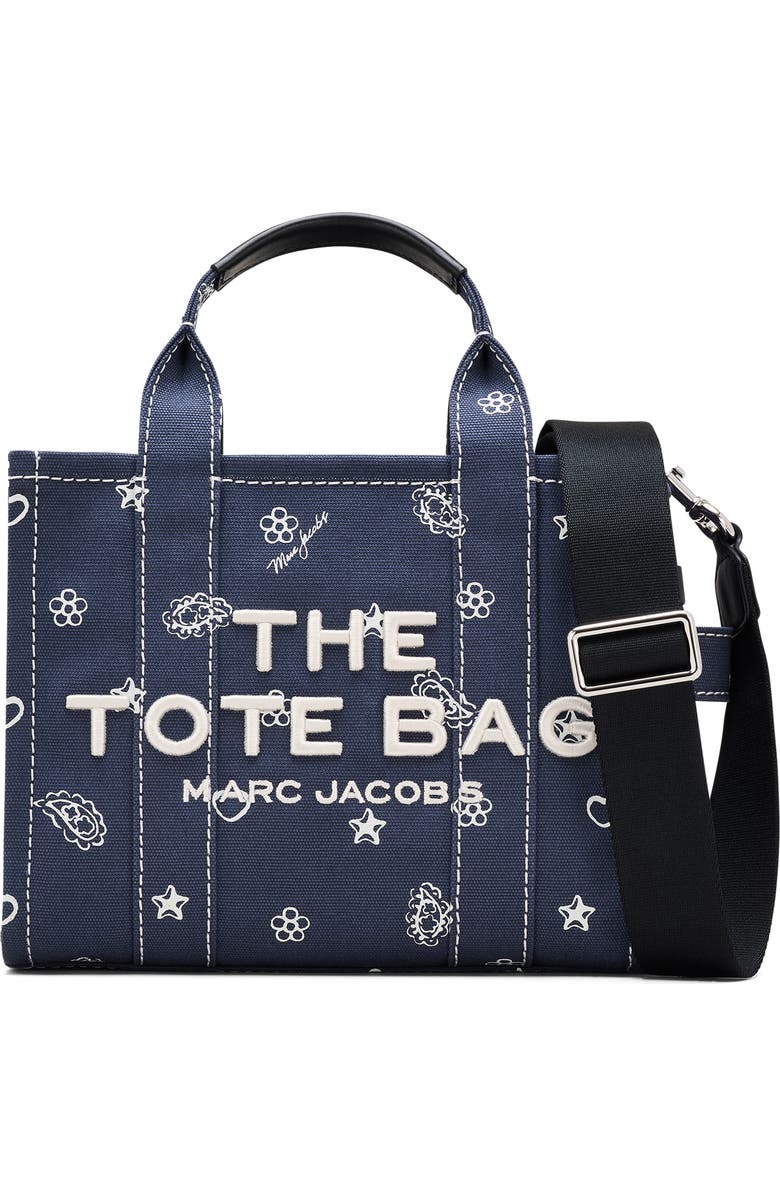Marc Jacobs The Small Cotton Canvas Tote, Main, color, Navy Multi
