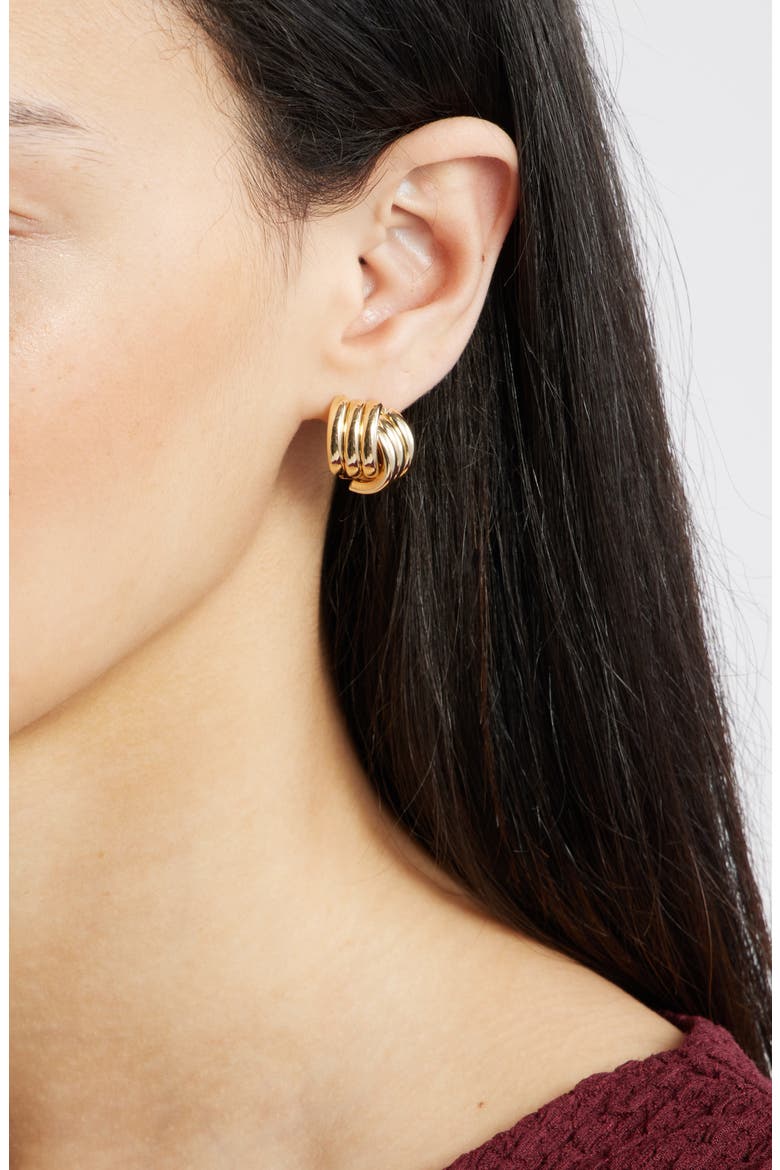 Double Rib Twist Stud Earrings, Alternate, color, GOLD