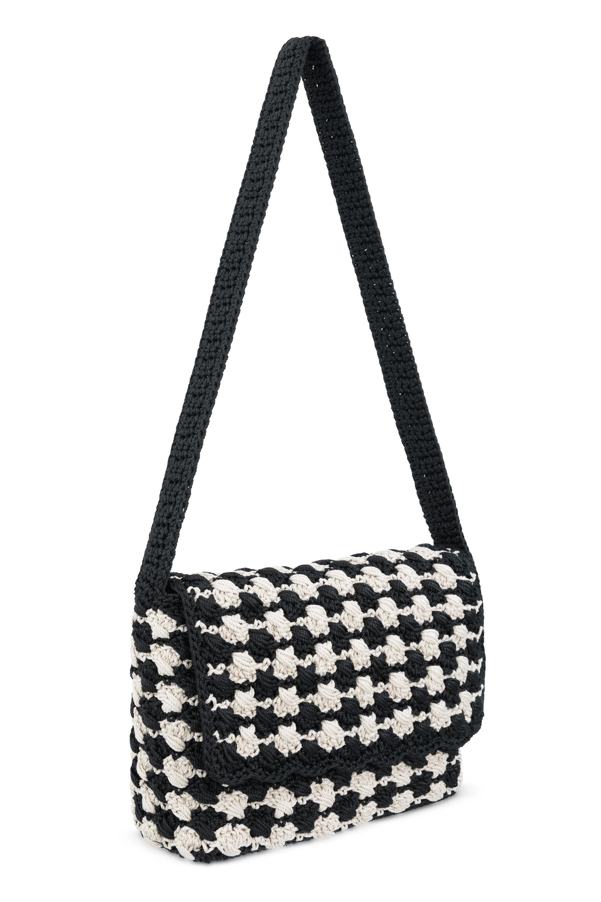 Marlow Crochet Flap Shoulder, Alternate, color, Black Ecru Shell