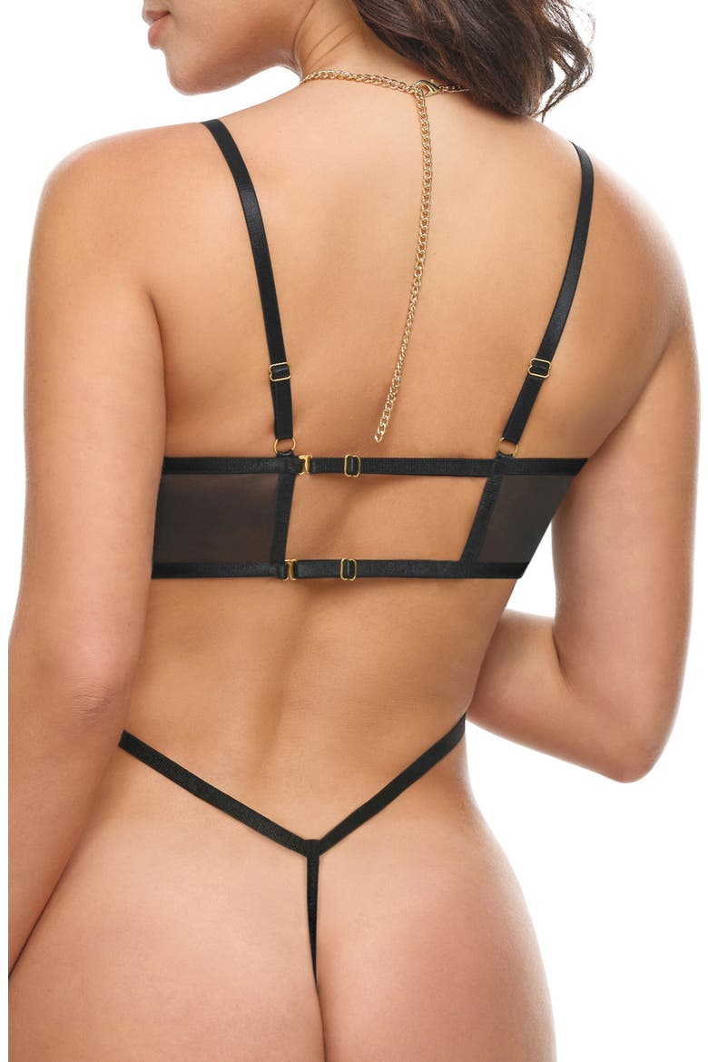 Cely Chain Link Embroidered Mesh Teddy, Alternate, color, CHAIN ME UP/ BLACK