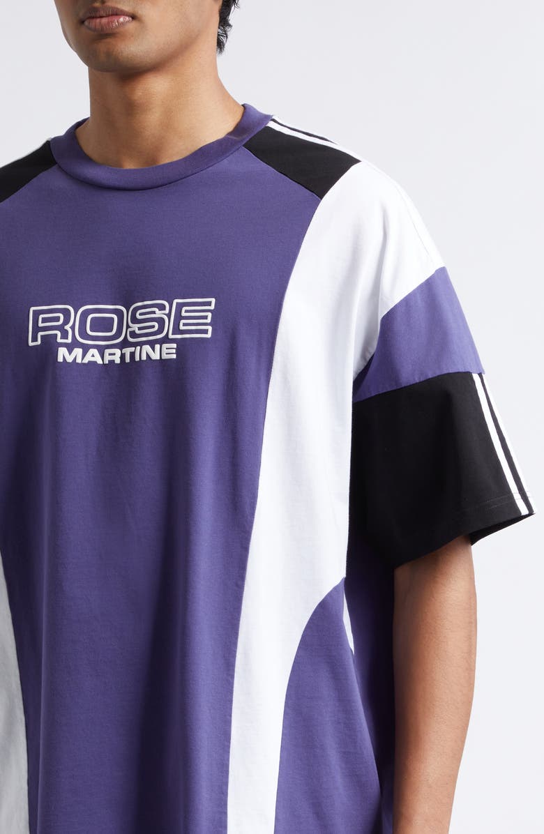 Martine Rose Paneled Oversize Logo T-Shirt, Alternate, color, Purple Indigo