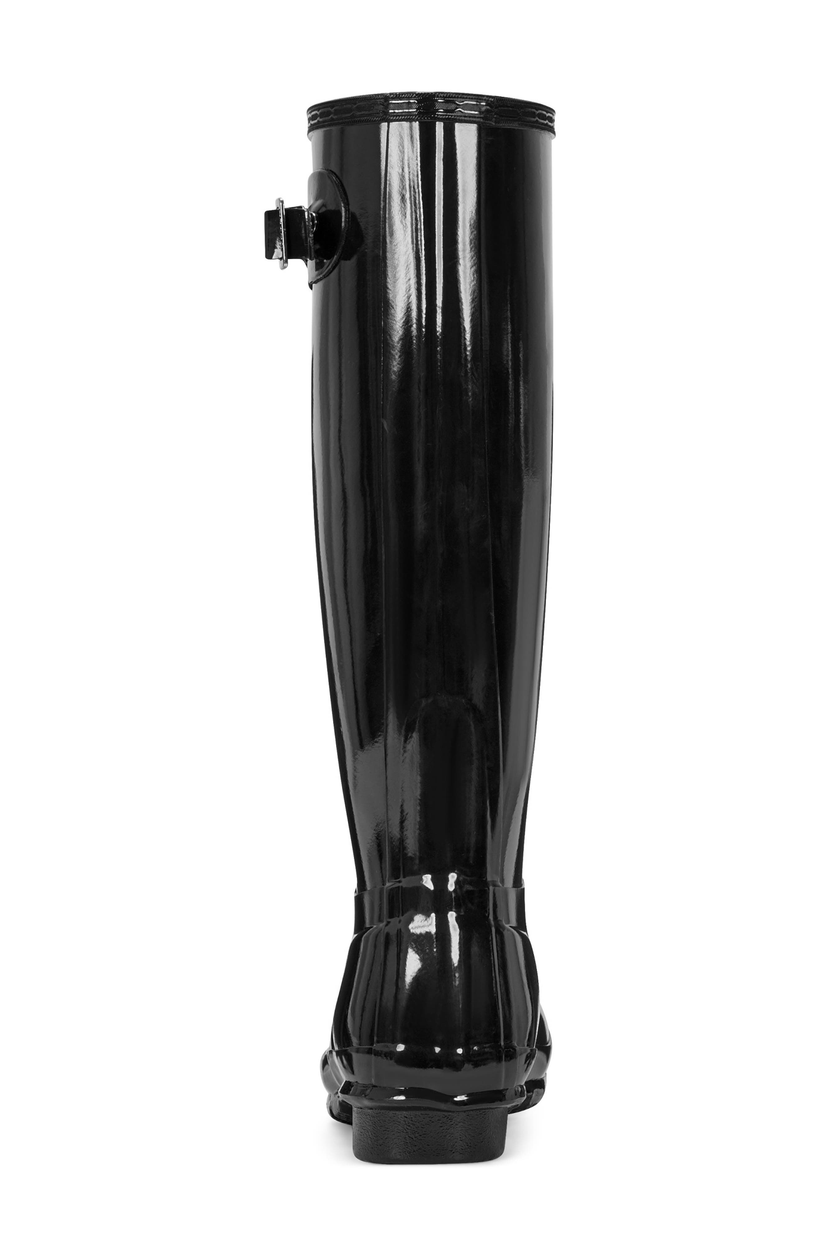 Hunter Refined Tall Gloss Waterproof Rain Boot, Alternate, color, Black