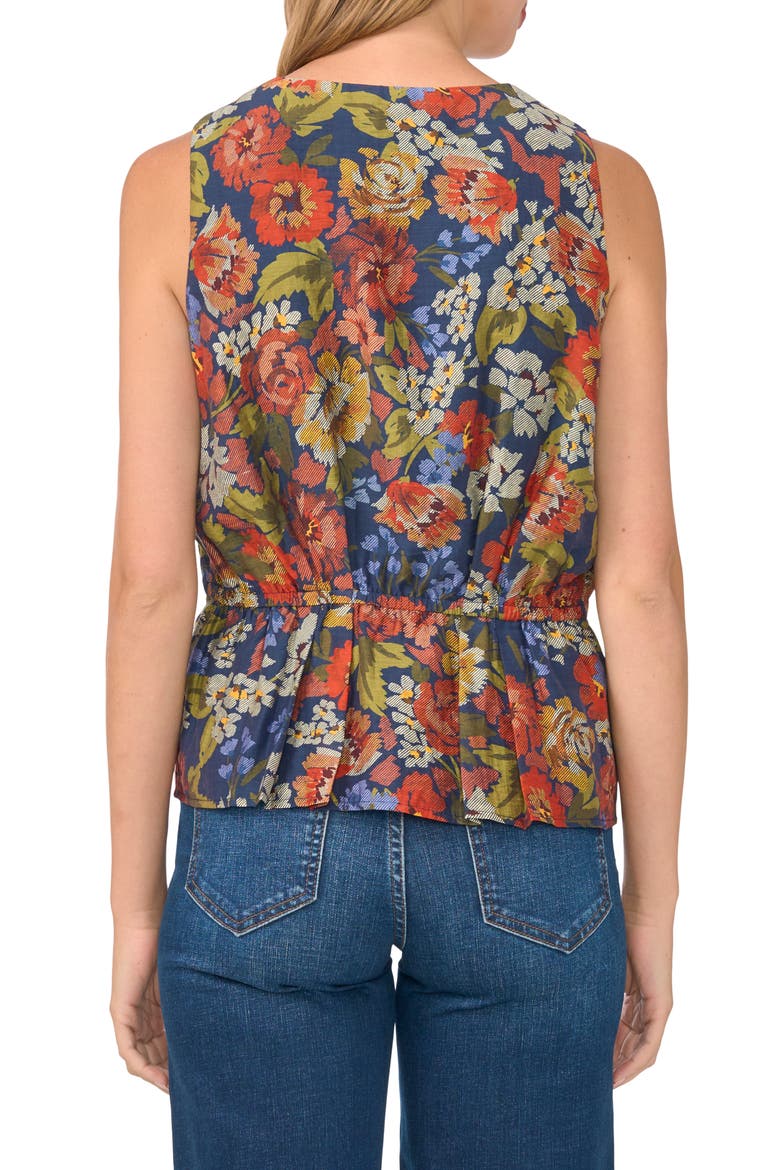 Pleated Peplum Sleeveless Top, Alternate, color, CLASSIC NAVY