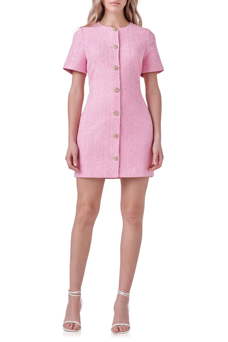 Tweed Sheath Dress, Main, color, PINK