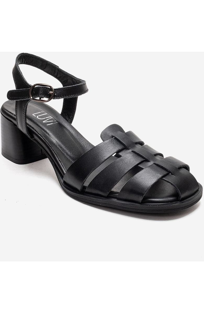 Forever & Always Shoes Devora Leather Block Heel Sandal, Alternate, color, Black