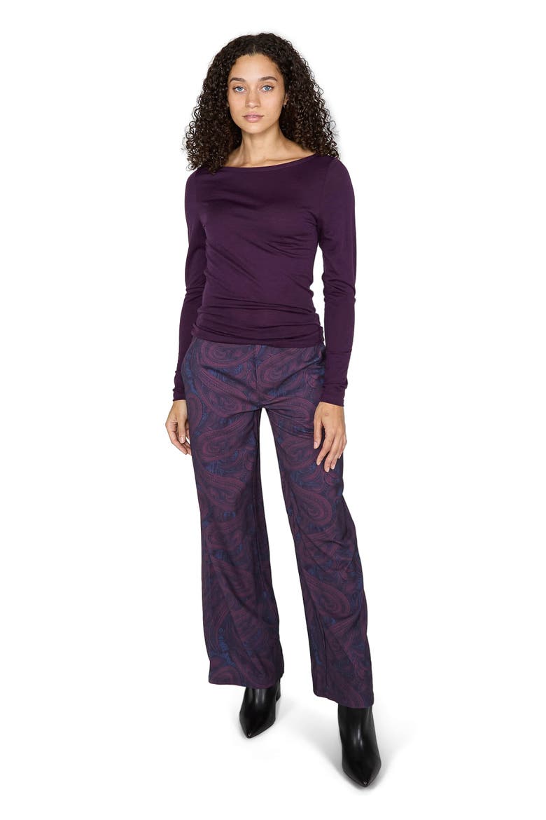Carly Merino Long Sleeve Boatneck Shirt, Alternate, color, Plum