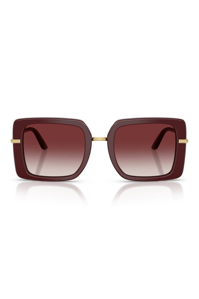 52mm Gradient Square Sunglasses, Main, color, BORDEAUX