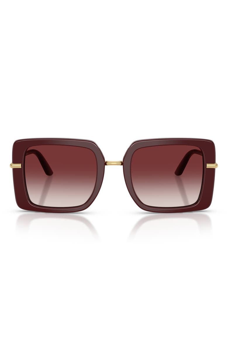 Dolce&Gabbana 52mm Gradient Square Sunglasses, Main, color, Bordeaux