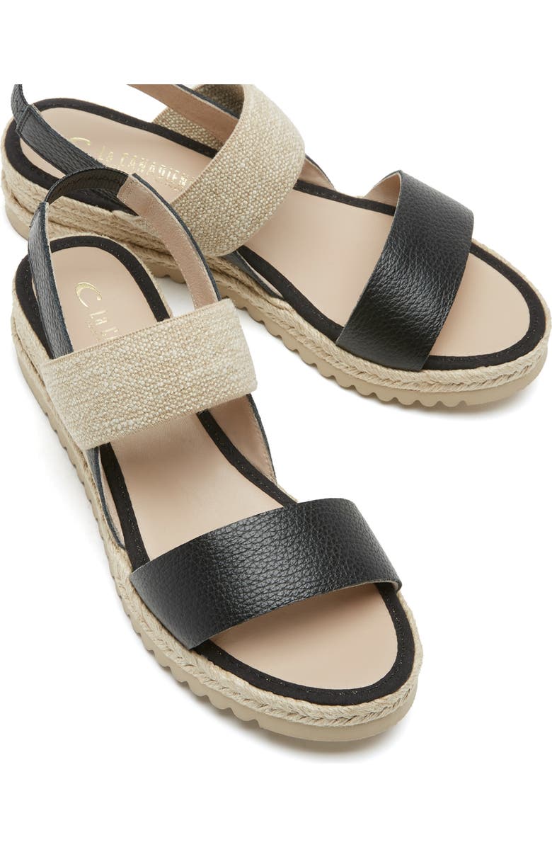 La Canadienne Rica Espadrille Wedge Sandal, Alternate, color, Black Pebble