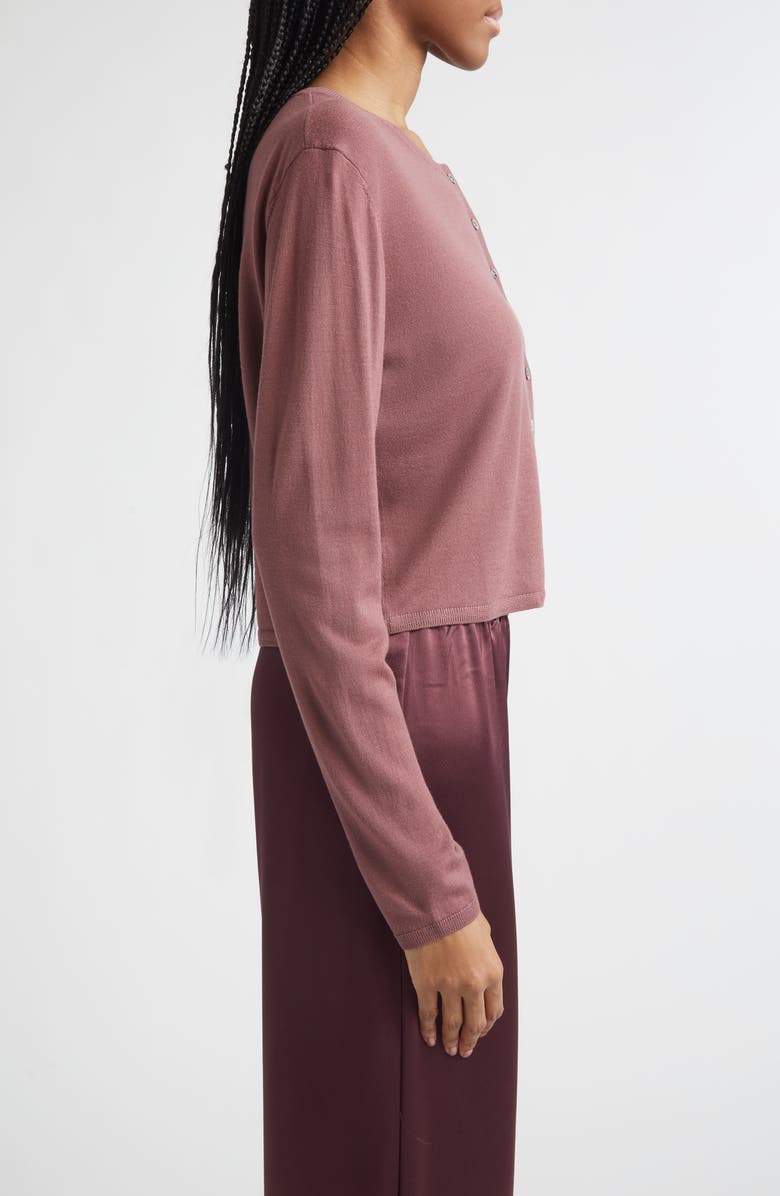 LESET James Merino Wool Crewneck Cardigan, Alternate, color, Dusty Rose