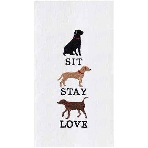 C & F Home C&f Home Sit Stay Love Dog Kitchen And Bathroom Embroidered Hand Towel In Multi