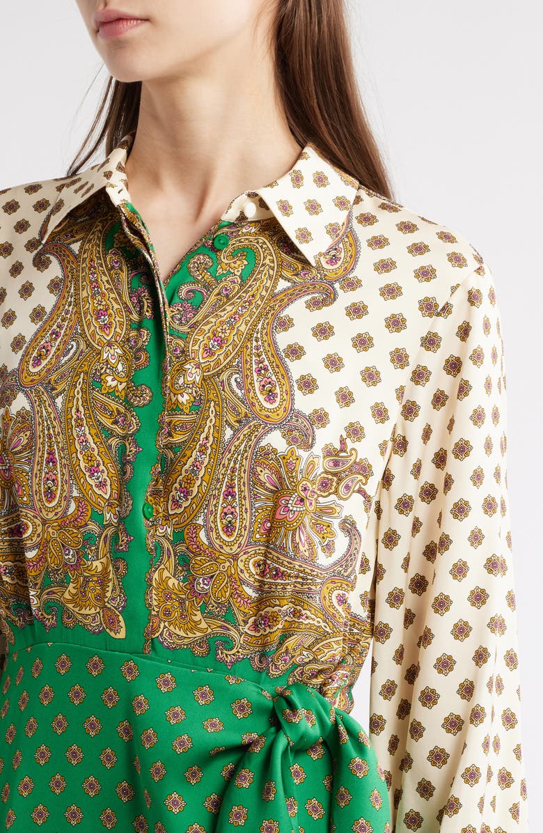 Elie Tahari The Vero Paisley Print Long Sleeve Dress, Alternate, color, Jewel Paisley Print