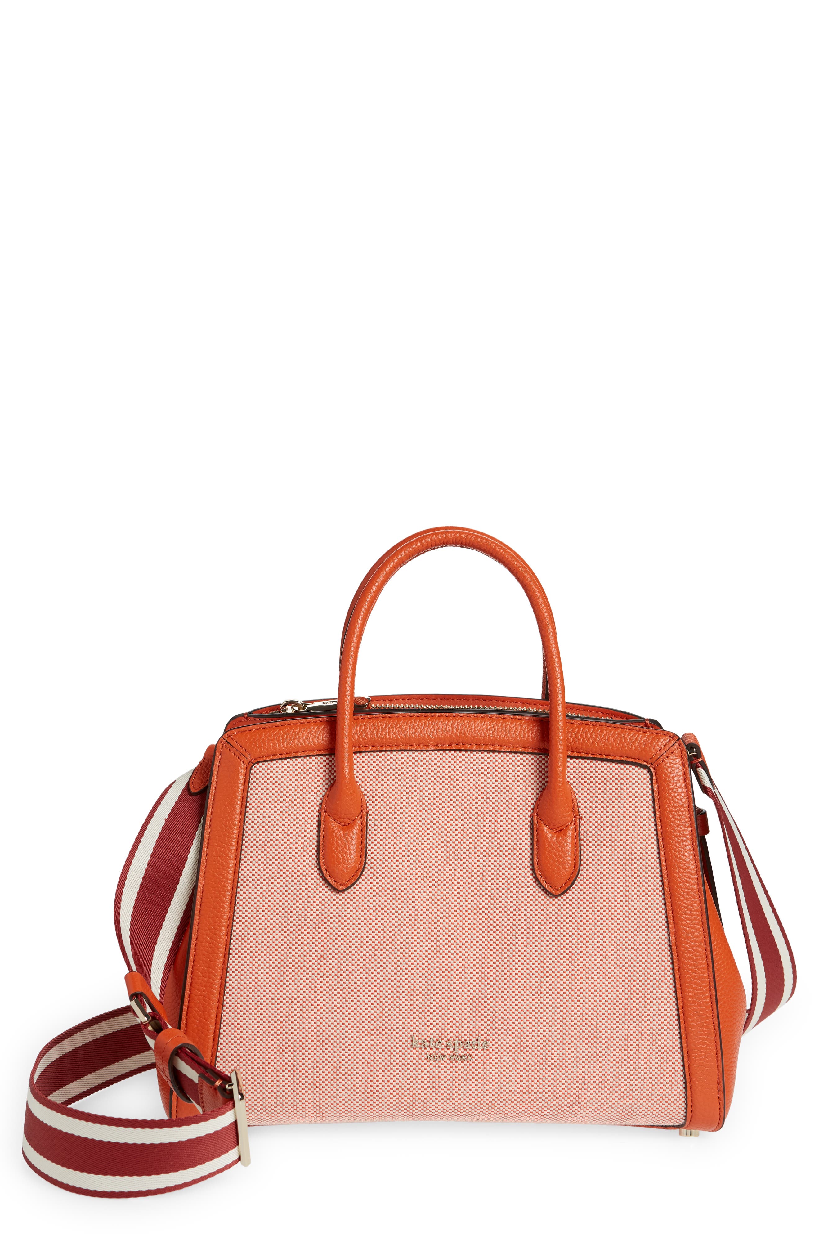 knott medium woven canvas satchel, Main, color, DRIED APRICOT
