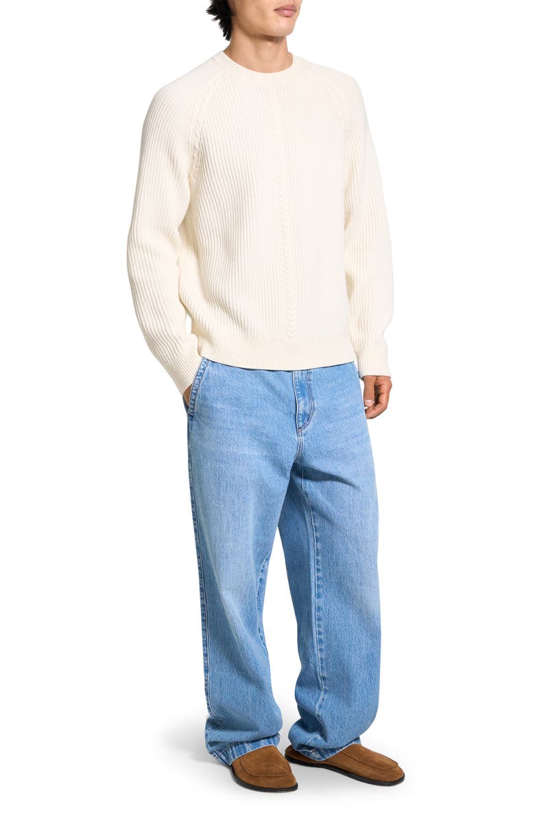 Theory Ribbed Wool & Cashmere Crewneck Sweater, Alternate, color, Winter Ivory